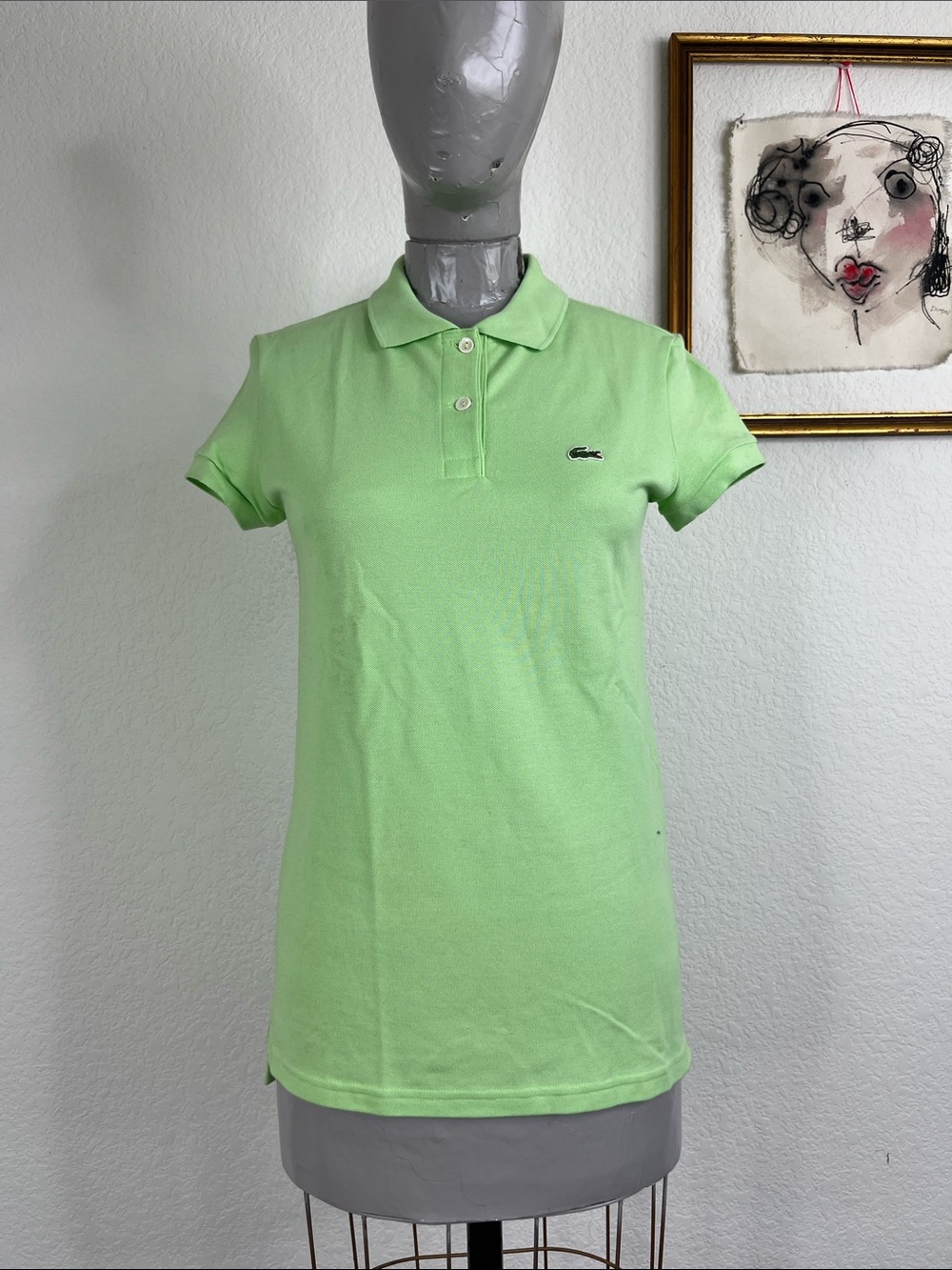 Lacoste Polo Pique Cotton Blend Short Sleeve Button Placket Top